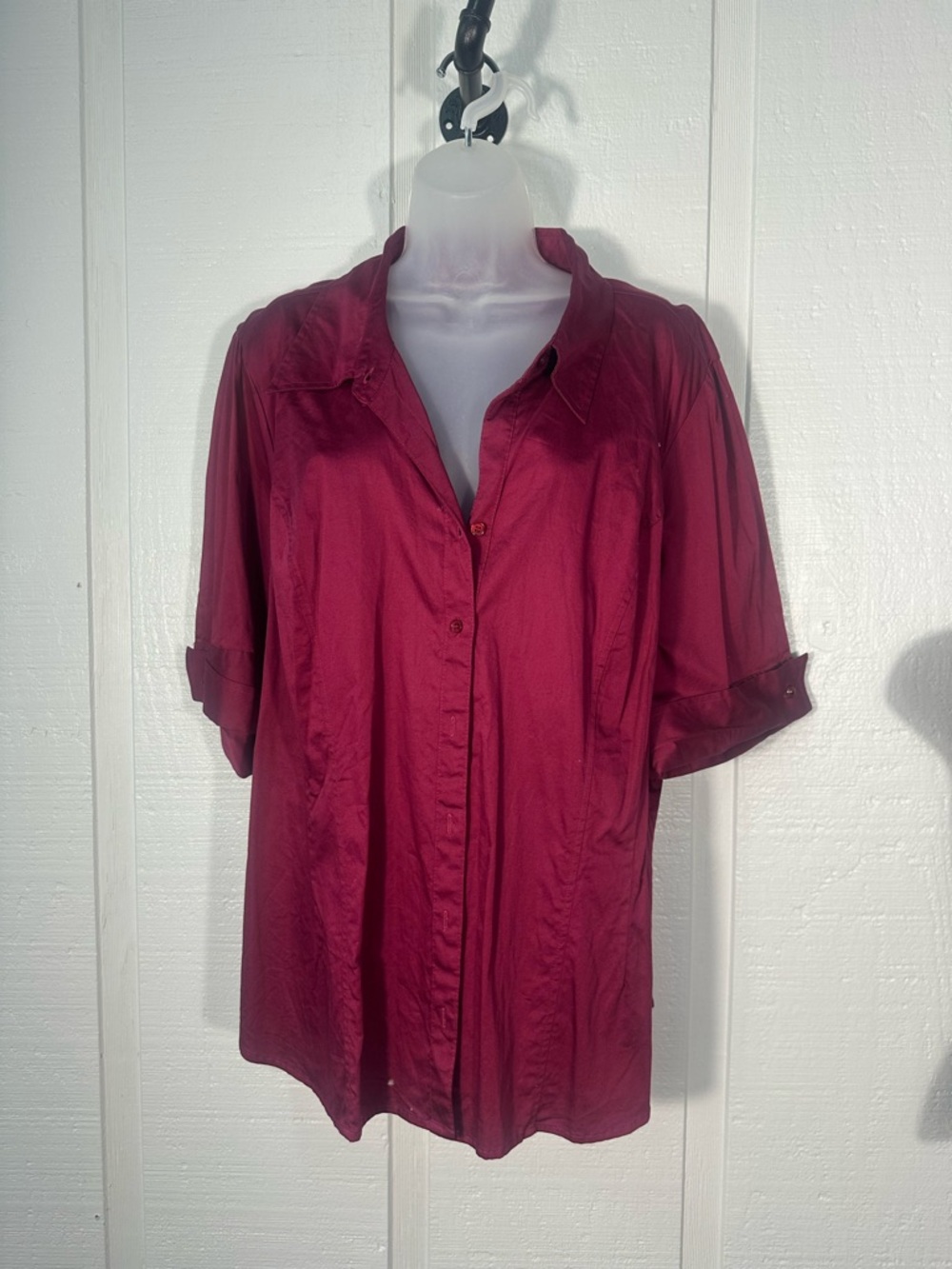 Lane Bryant Burgundy Button Down Top Size 22/24 EUC - Picture 3 of 7